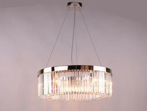 Люстра подвесная хрустальная 10110+1/C Newport прозрачная на 11 ламп, основание хром никель в стиле классический 